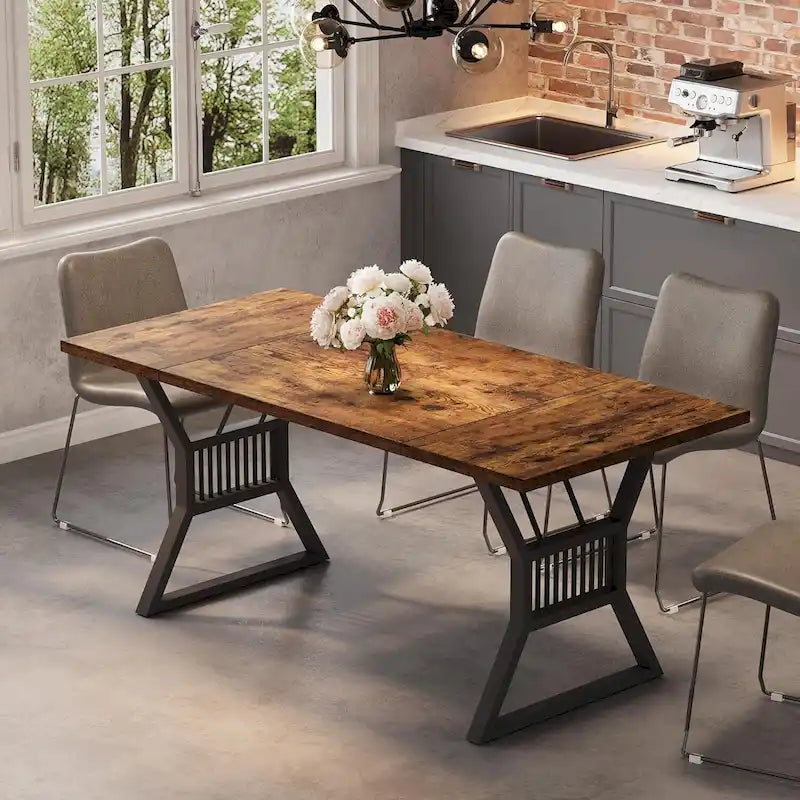 Table de cuisine/salle à manger pour 4-6 personnes avec pieds en métal