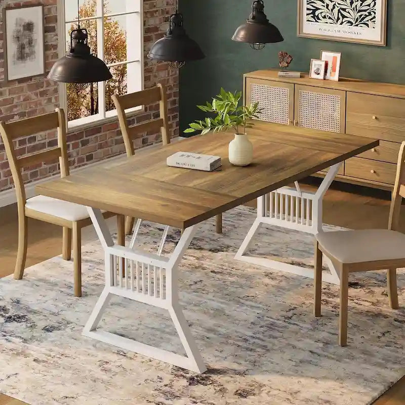 Table de cuisine/salle à manger pour 4-6 personnes avec pieds en métal