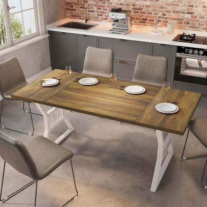 Table de cuisine/salle à manger pour 4-6 personnes avec pieds en métal