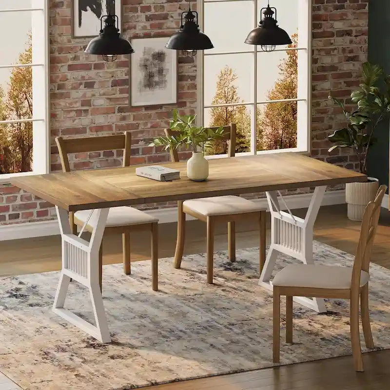 Table de cuisine/salle à manger pour 4-6 personnes avec pieds en métal