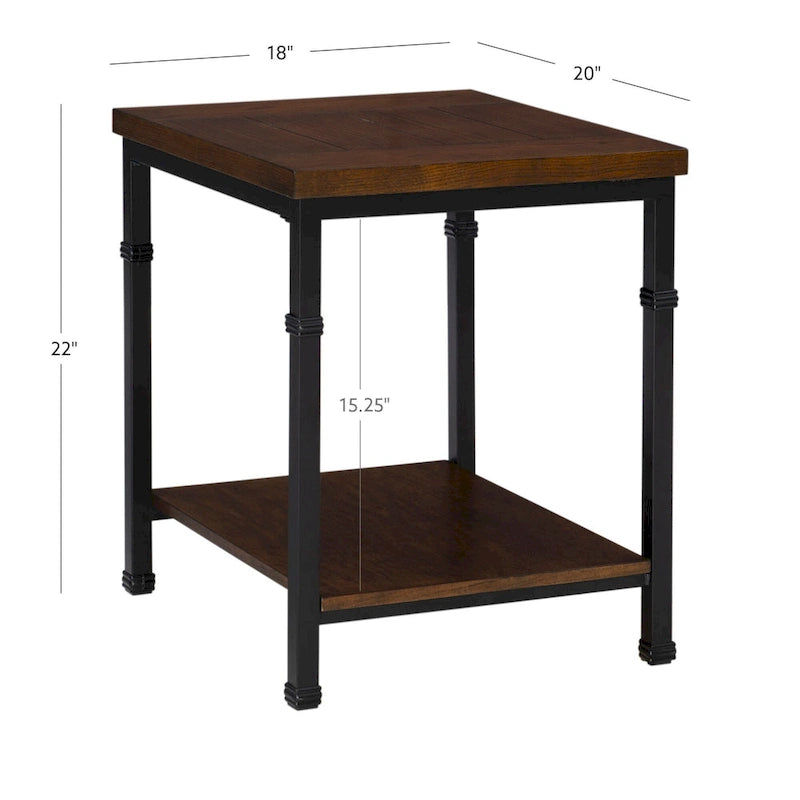 Table d'appoint industrielle avec étagère inférieure