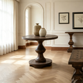 Table d'appoint ronde Brown End, plateau en chêne plaqué épais
