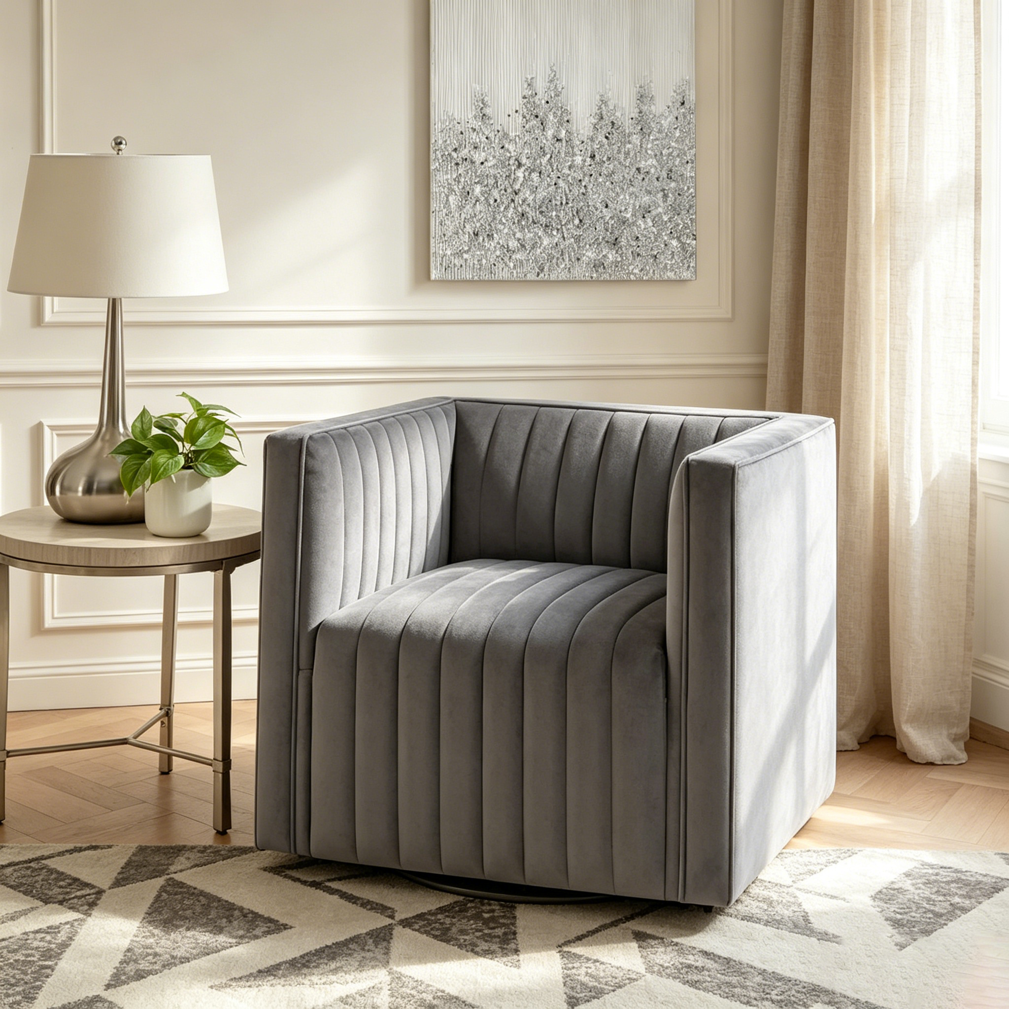 Fauteuil pivotant capitonné