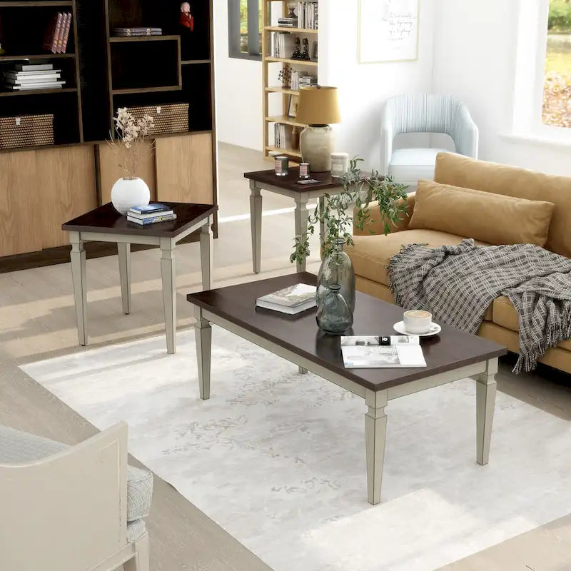 Nomara French Country 48-inch Solid Wood 3-Piece Coffee Table Set by Furniture of America