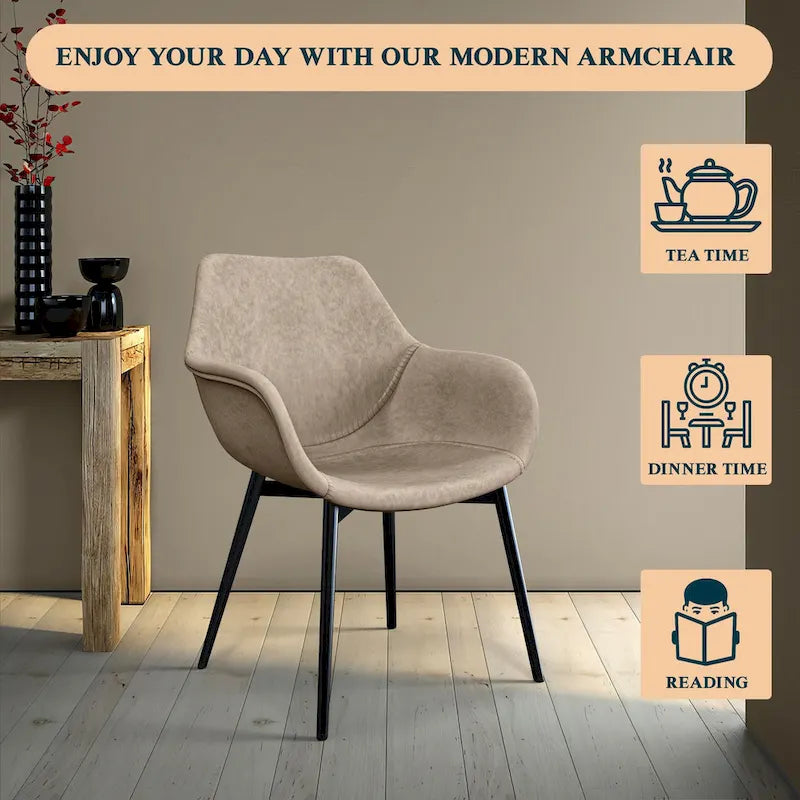 Fauteuil de salle à manger avec pieds en métal - 24,5Px25,2Lx33H