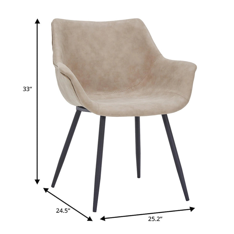 Fauteuil de salle à manger avec pieds en métal - 24,5Px25,2Lx33H