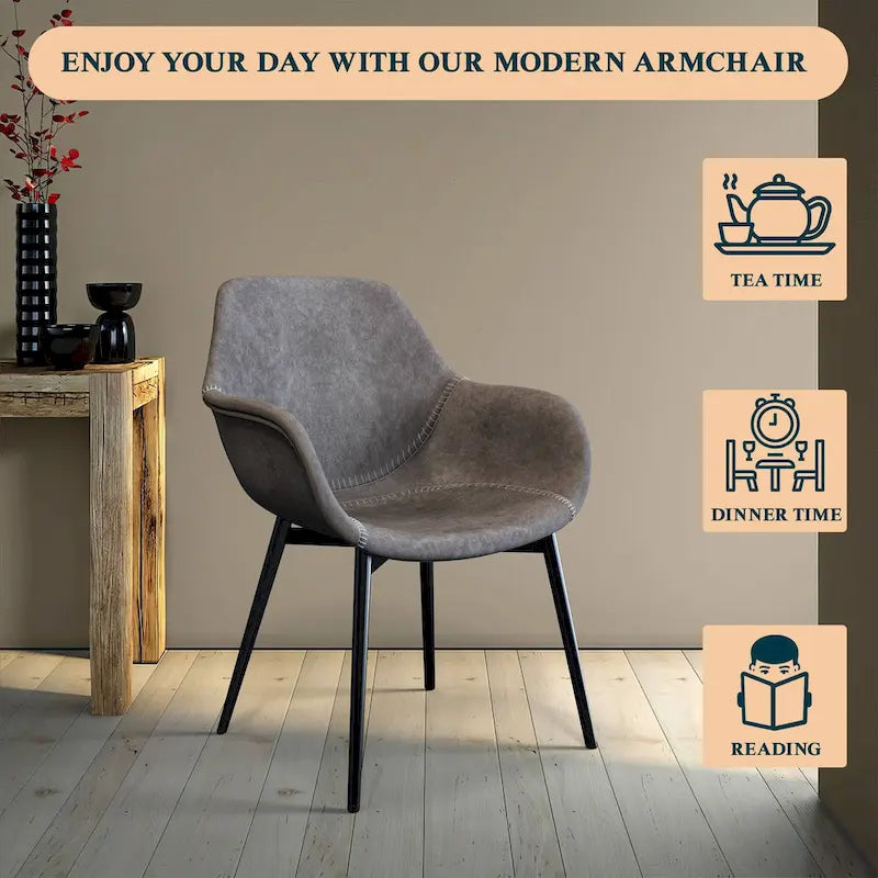 Fauteuil de salle à manger avec pieds en métal - 24,5Px25,2Lx33H