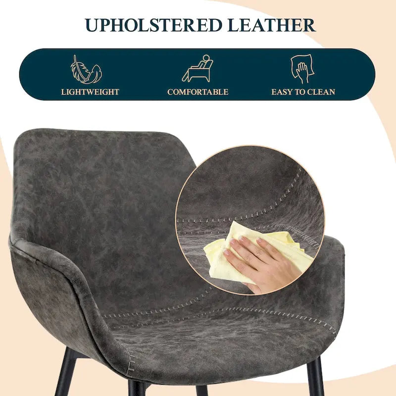 Fauteuil de salle à manger avec pieds en métal - 24,5Px25,2Lx33H