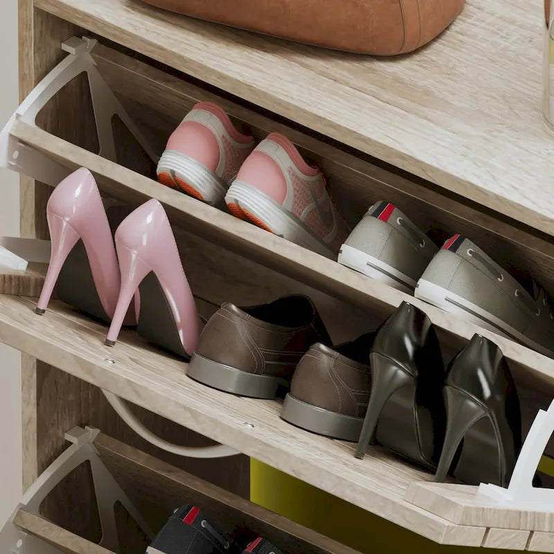 Étagère à chaussures 2 niveaux Meuble à chaussures Gain de place
