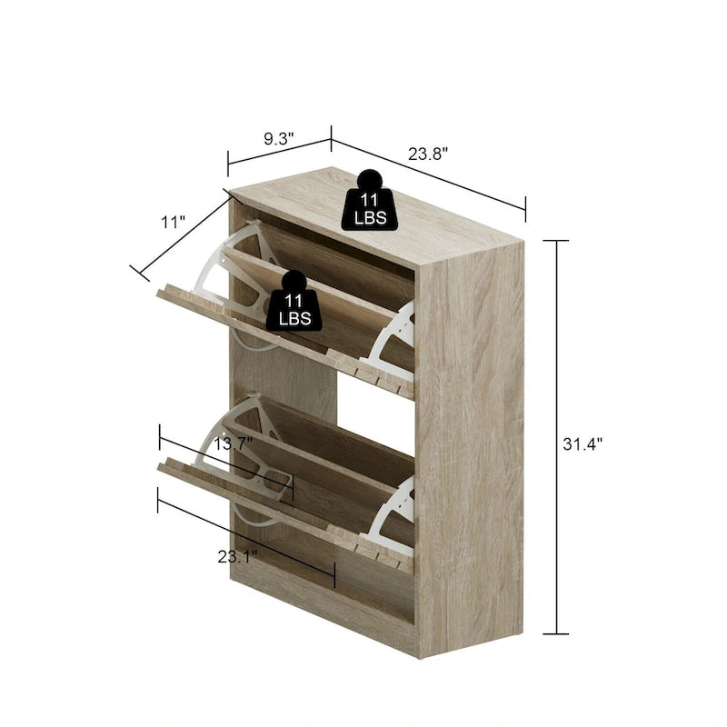 Étagère à chaussures 2 niveaux Meuble à chaussures Gain de place