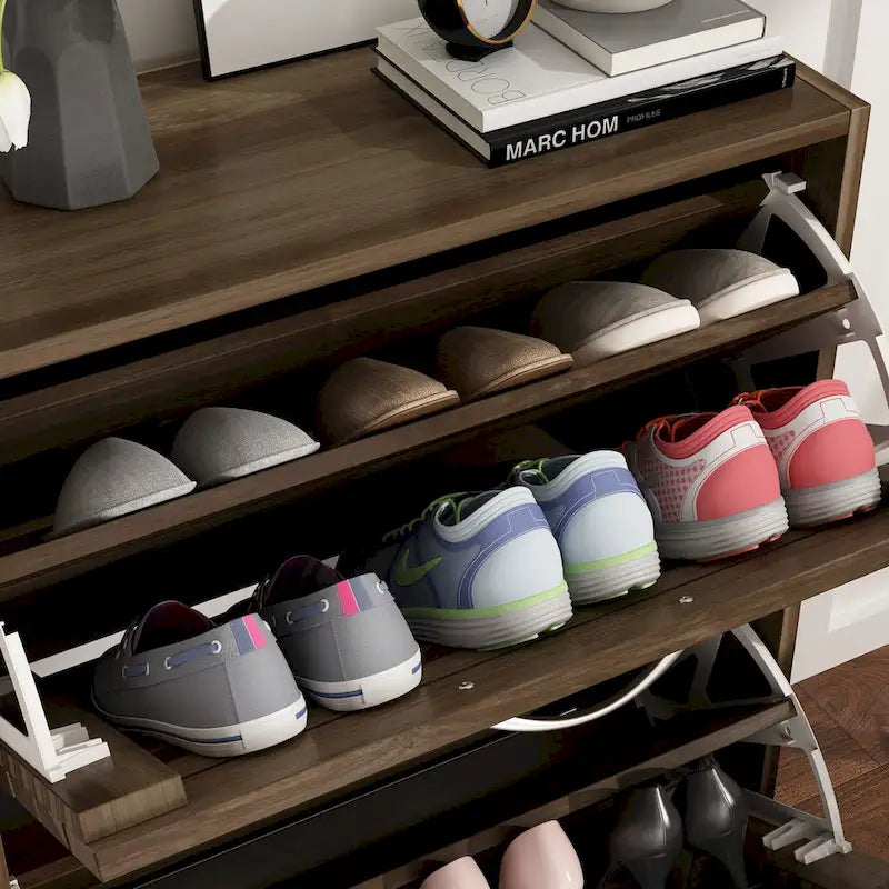 Étagère à chaussures 2 niveaux Meuble à chaussures Gain de place