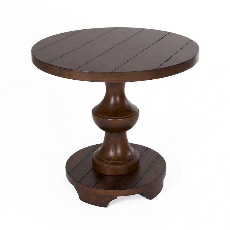 Table d'appoint ronde Brown End, plateau en chêne plaqué épais