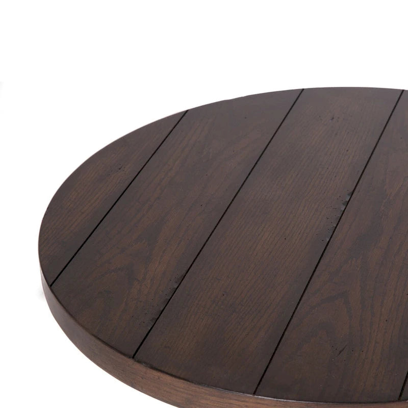 Table d'appoint ronde Brown End, plateau en chêne plaqué épais