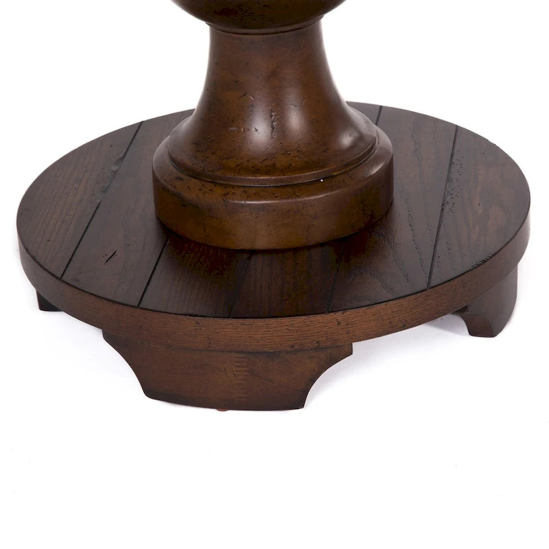 Table d'appoint ronde Brown End, plateau en chêne plaqué épais