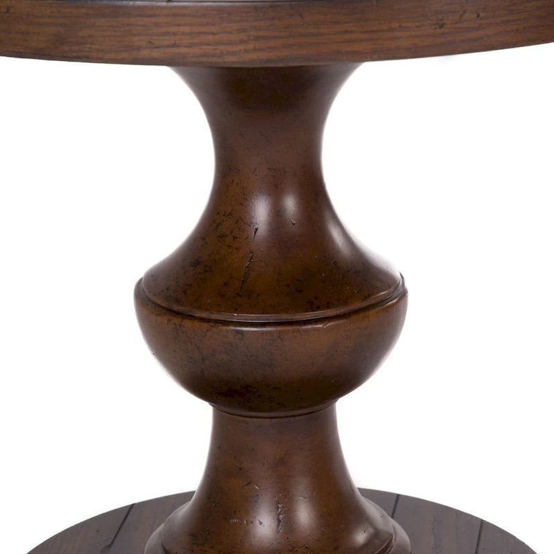 Table d'appoint ronde Brown End, plateau en chêne plaqué épais