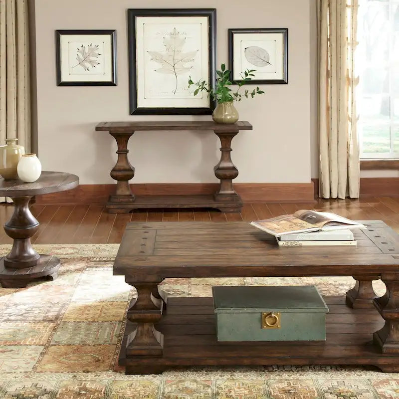 Table d'appoint ronde Brown End, plateau en chêne plaqué épais
