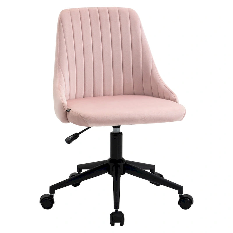 Chaise de bureau mi-hauteur, Fauteuil de bureau en velours pivotant en forme de coquille pour la maison ou la chambre