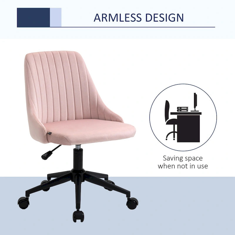 Chaise de bureau mi-hauteur, Fauteuil de bureau en velours pivotant en forme de coquille pour la maison ou la chambre
