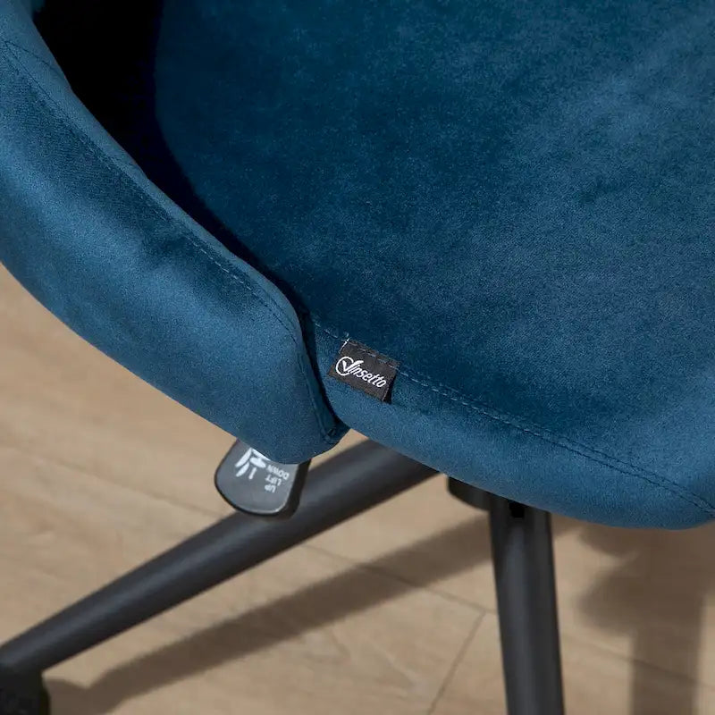 Chaise de bureau mi-hauteur, Fauteuil de bureau en velours pivotant en forme de coquille pour la maison ou la chambre