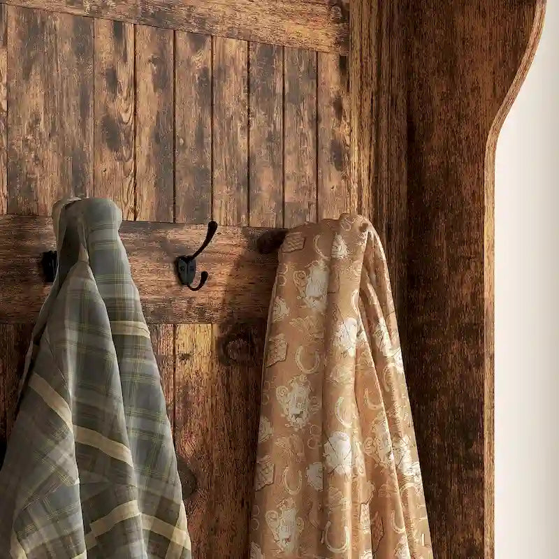 Meuble d'entrée 3-en-1 avec banc de rangement, porte-manteau à quatre crochets et rangement à chaussures, noir