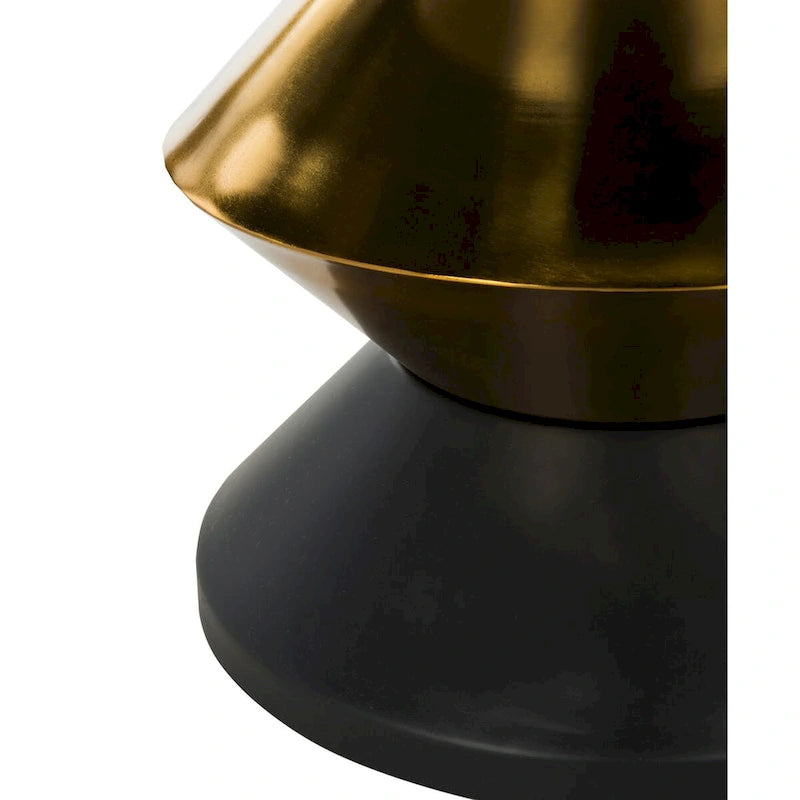 Table d'appoint en pierre noire et dorée - 14.3 x 14.3 x 16