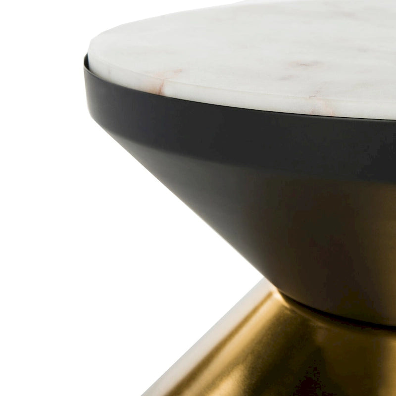 Table d'appoint en pierre noire et dorée - 14.3 x 14.3 x 16
