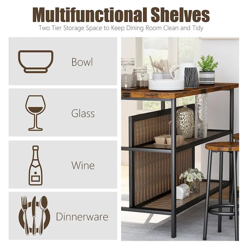 Îlot de cuisine moderne du milieu du siècle avec plateau imitation marbre, 2 tabourets et étagères