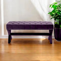 Banc rembourré en velours prune - 115 cm (L) x 50 cm (l) x 49 cm (H)