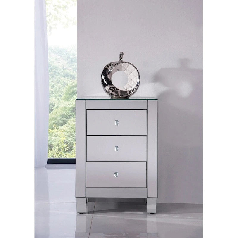 Armoire Élégante à Miroir et 3 Tiroirs Éclairés