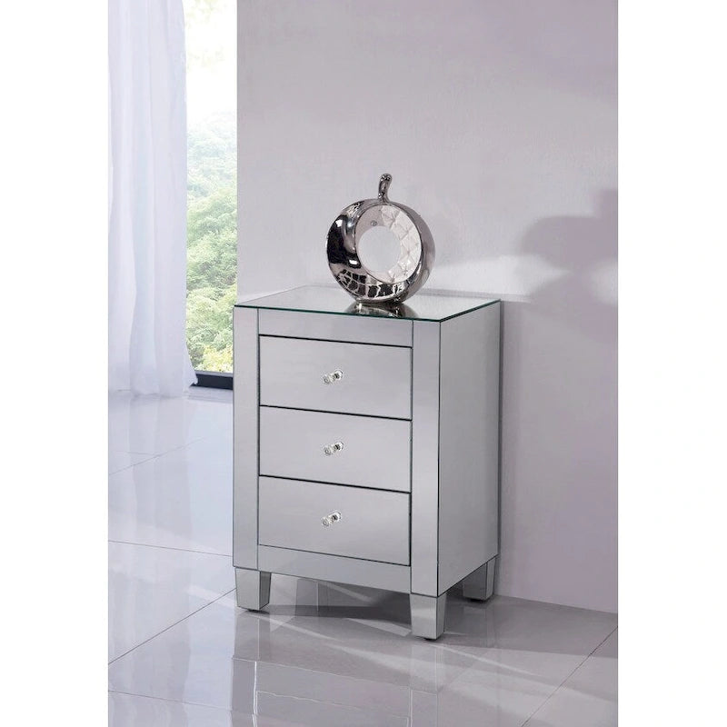 Armoire Élégante à Miroir et 3 Tiroirs Éclairés