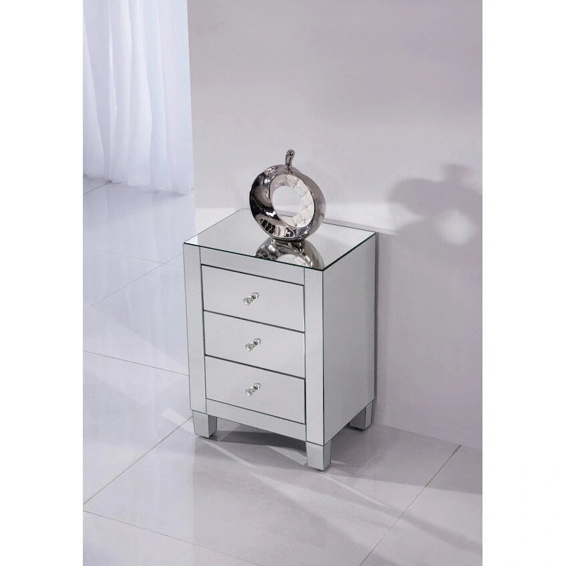 Armoire Élégante à Miroir et 3 Tiroirs Éclairés