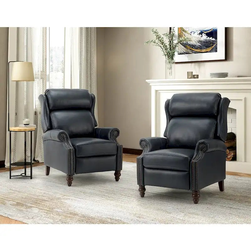 Fauteuil inclinable moderne en cuir véritable avec clous décoratifs
