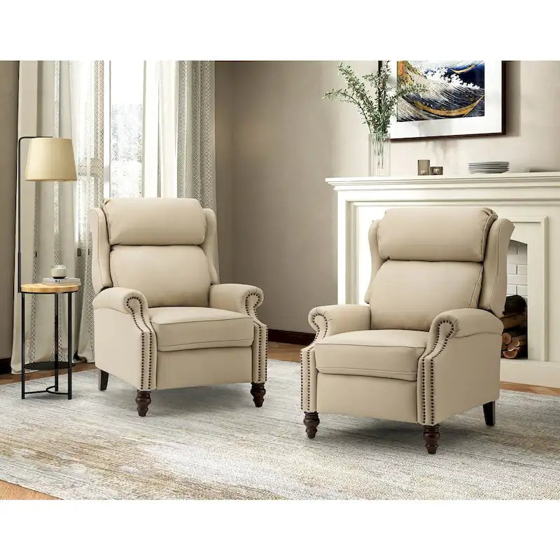 Fauteuil inclinable moderne en cuir véritable avec clous décoratifs