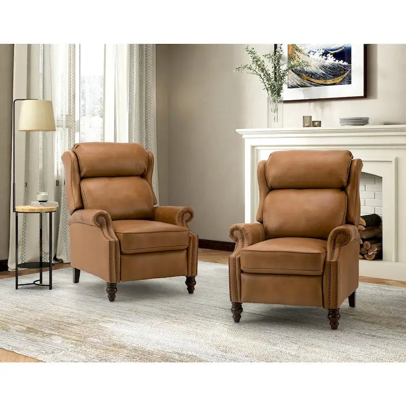 Fauteuil inclinable moderne en cuir véritable avec clous décoratifs