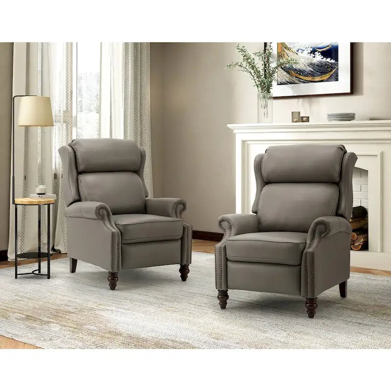 Fauteuil inclinable moderne en cuir véritable avec clous décoratifs