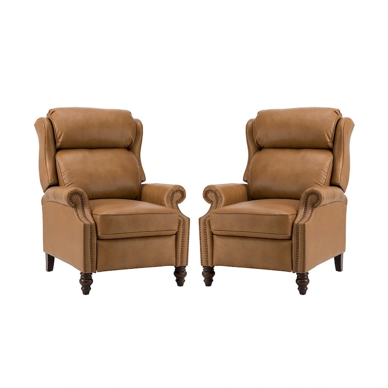 Fauteuil inclinable moderne en cuir véritable avec clous décoratifs
