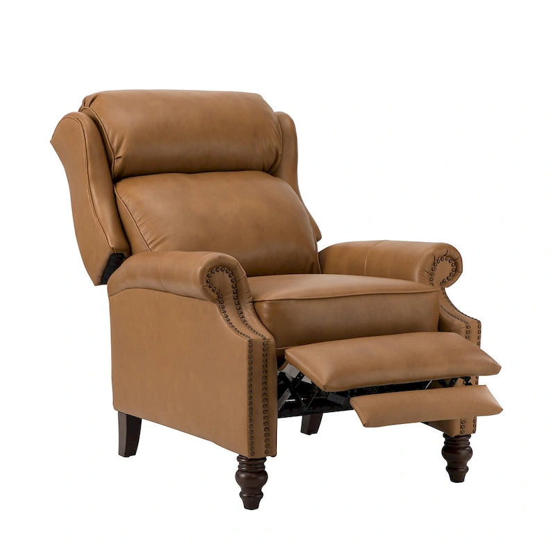 Fauteuil inclinable moderne en cuir véritable avec clous décoratifs