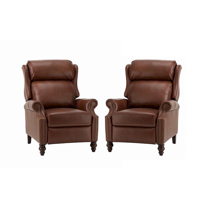 Fauteuil inclinable moderne en cuir véritable avec clous décoratifs