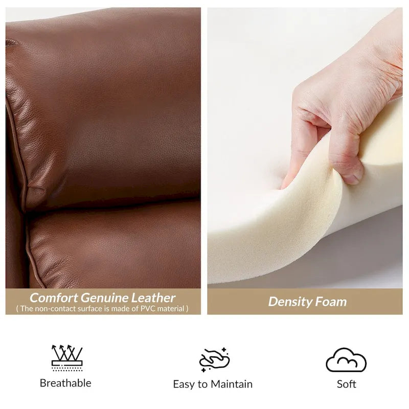 Fauteuil inclinable moderne en cuir véritable avec clous décoratifs