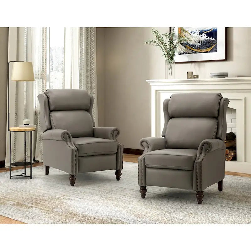 Fauteuil inclinable moderne en cuir véritable avec clous décoratifs