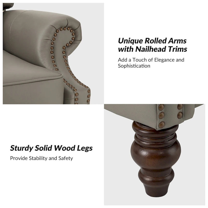 Fauteuil inclinable moderne en cuir véritable avec clous décoratifs
