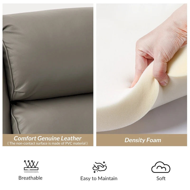Fauteuil inclinable moderne en cuir véritable avec clous décoratifs