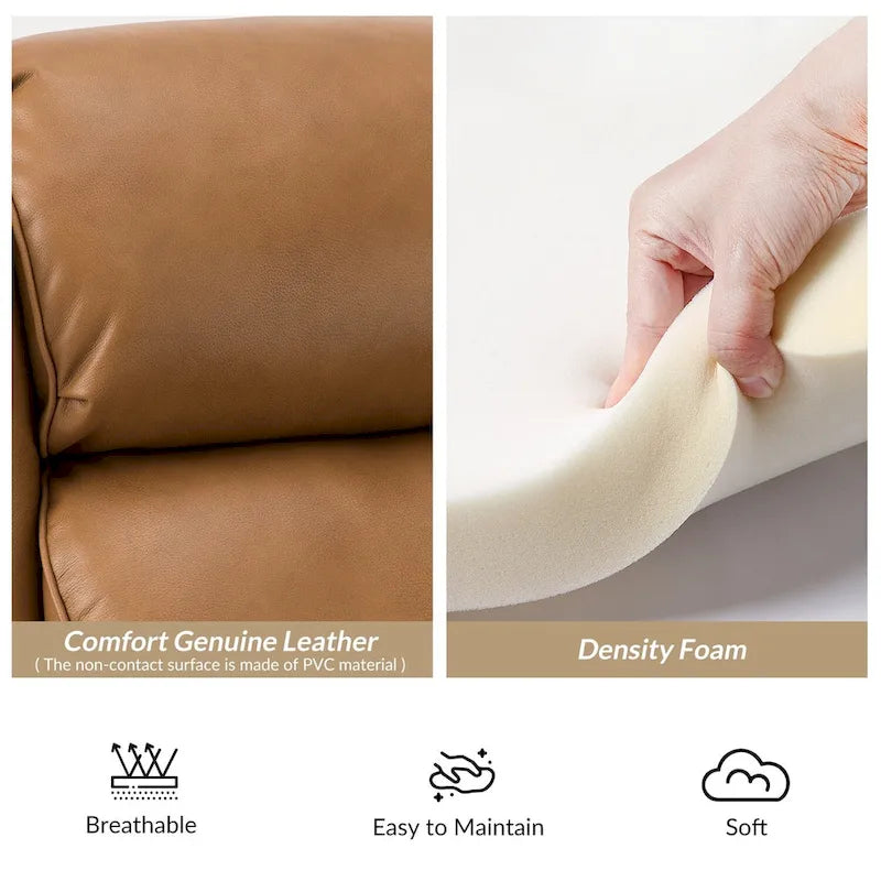 Fauteuil inclinable moderne en cuir véritable avec clous décoratifs