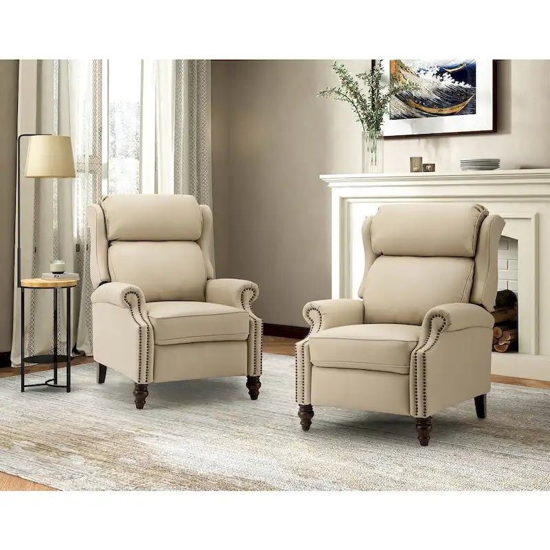 Fauteuil inclinable moderne en cuir véritable avec clous décoratifs