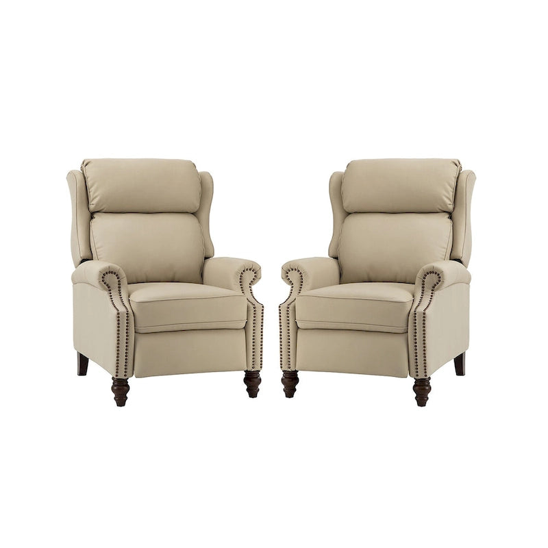 Fauteuil inclinable moderne en cuir véritable avec clous décoratifs