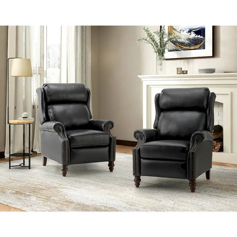 Fauteuil inclinable moderne en cuir véritable avec clous décoratifs