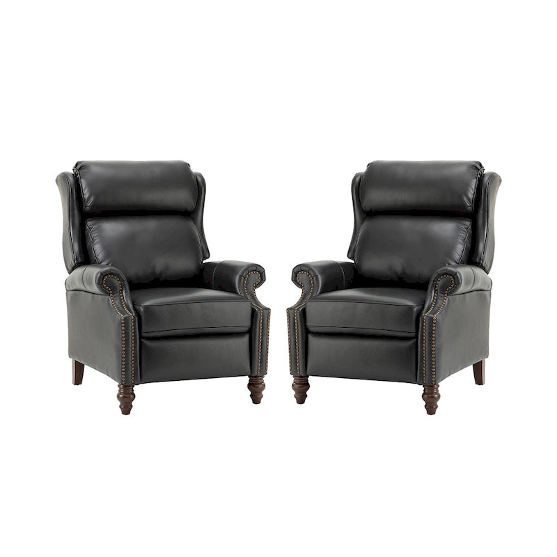Fauteuil inclinable moderne en cuir véritable avec clous décoratifs