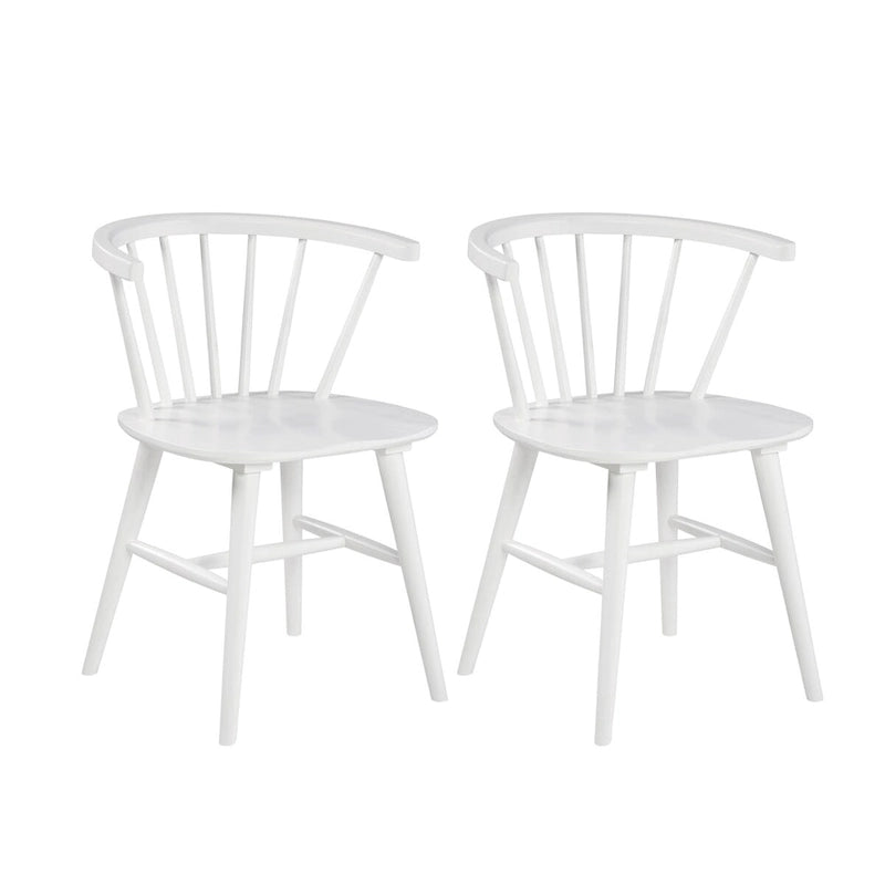 Chaises de salle à manger à dossier en fuseau en bois, Chaises Windsor, Blanches