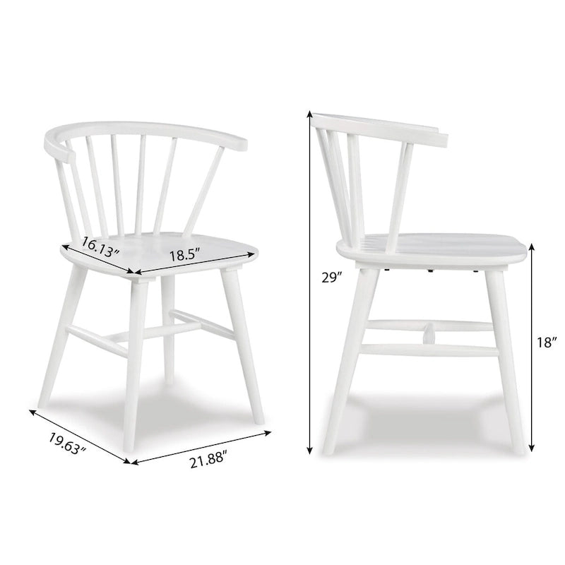 Chaises de salle à manger à dossier en fuseau en bois, Chaises Windsor, Blanches
